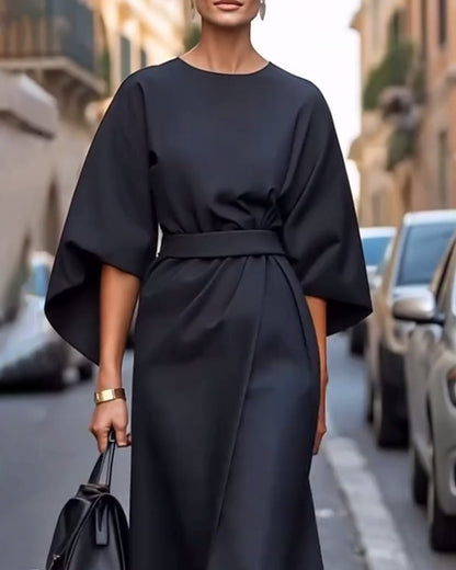 Damen Midikleid mit Bindegürtel