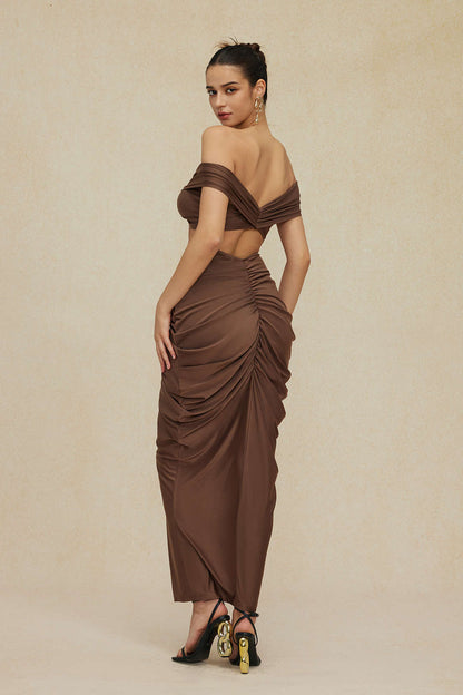 Elegantes Damen Off-Shoulder-Set mit Drapierung