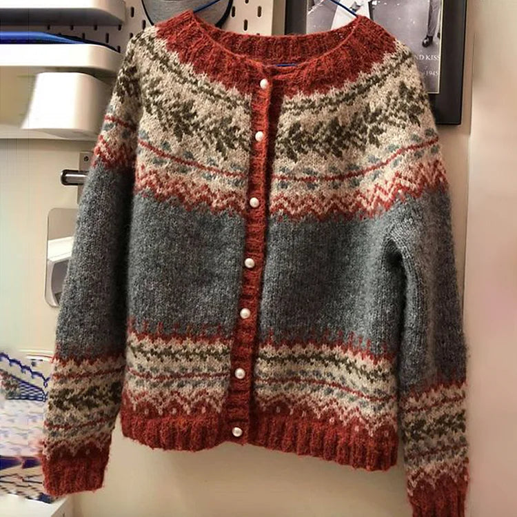 Norvielle Damen Strickjacke Wolle Baumwolle
