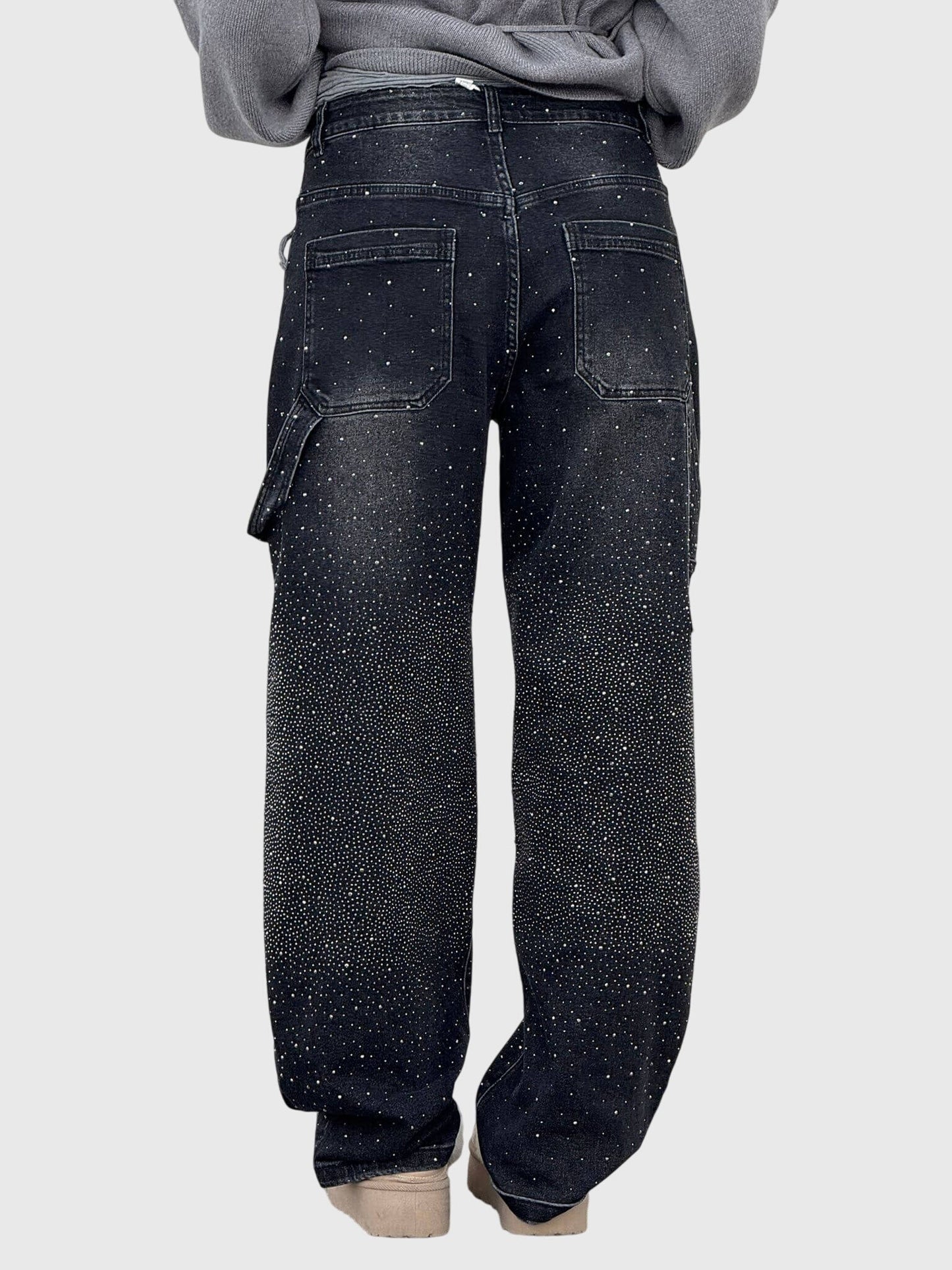 Damen Glänzende Diamant Jeanshose
