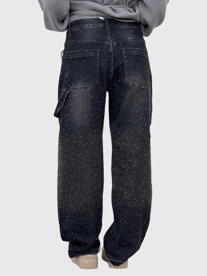 Damen Glänzende Diamant Jeanshose
