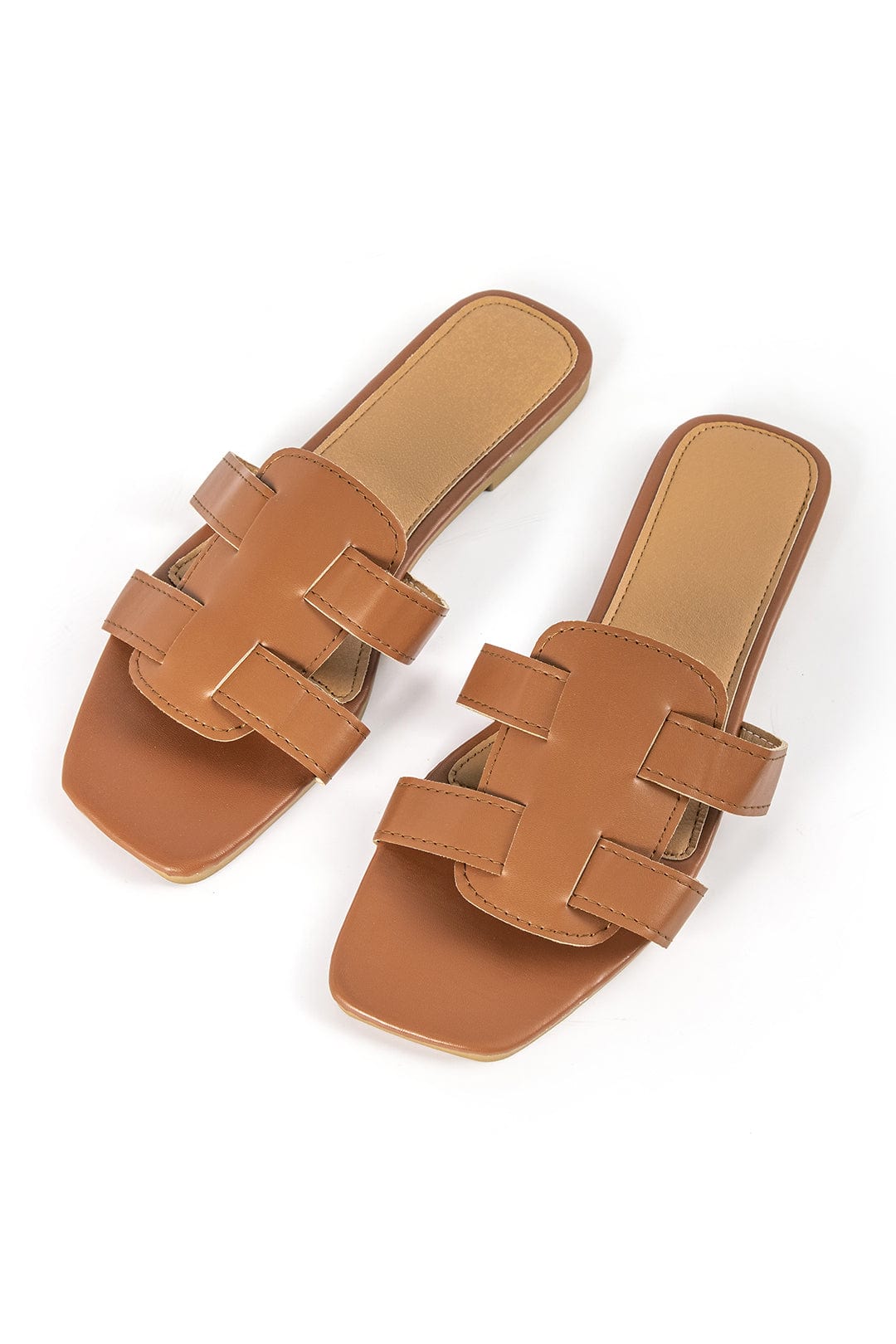 Damen Slides Braun Cut-Out-Design - Norvielle