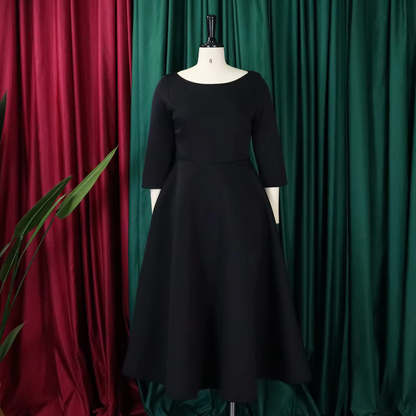 Damen Midi-Kleid Rundhalsausschnitt Einfach
