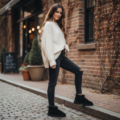 Damen Winterboots Gefüttert Woll-Innenfutter
