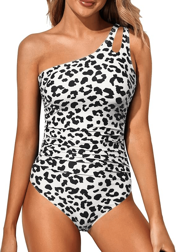 Damen Badeanzug Asymmetrisch Paisley One Shoulder