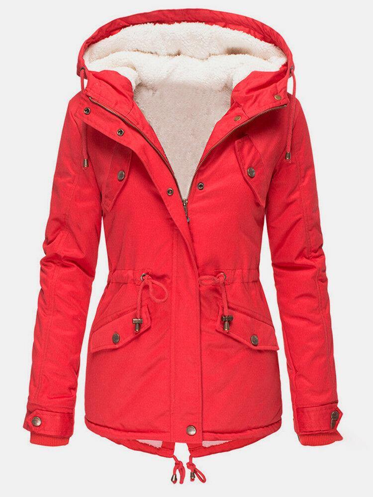 Damen Winterjacke Fleecefutter Verstellbare Kapuze
