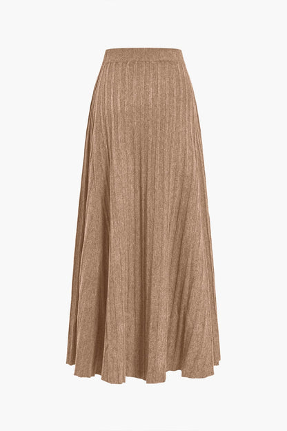 Damen Midi-Rock Plisseefalten Elastischer Bund