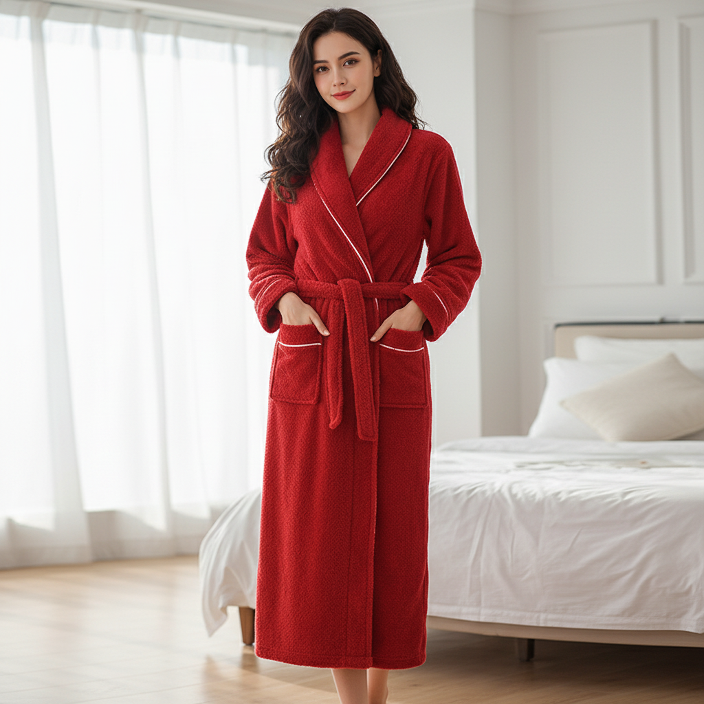 Damen Bademantel Veloura Plüsch Optik