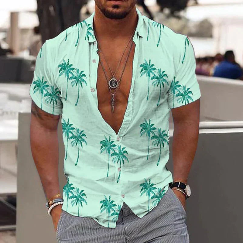 Zion Herren Hemd Palm Breeze Leicht Baumwolle Weiß
