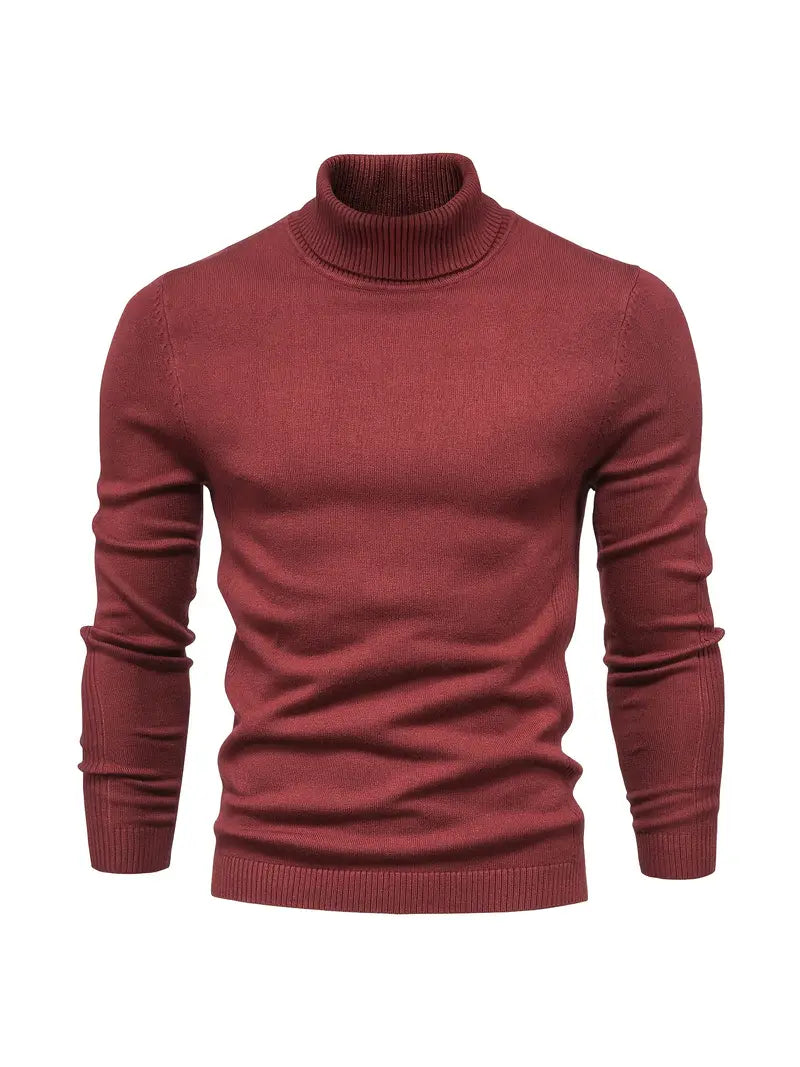 Herren Rollkragenpullover Slim Fit Langarm Strick
