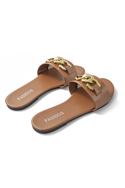 Damen Slides Goldene Kette Elegantes Design