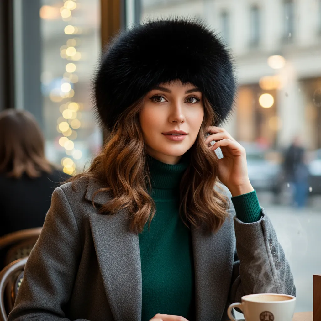 Furla Damen Wintermütze Pelz Warm