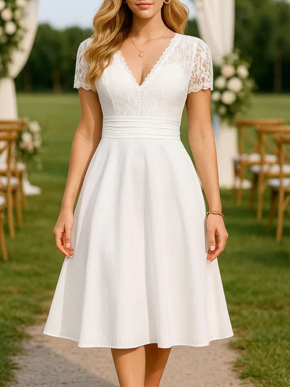 Damen Hochzeitskleid Midi Spitze - Norvielle
