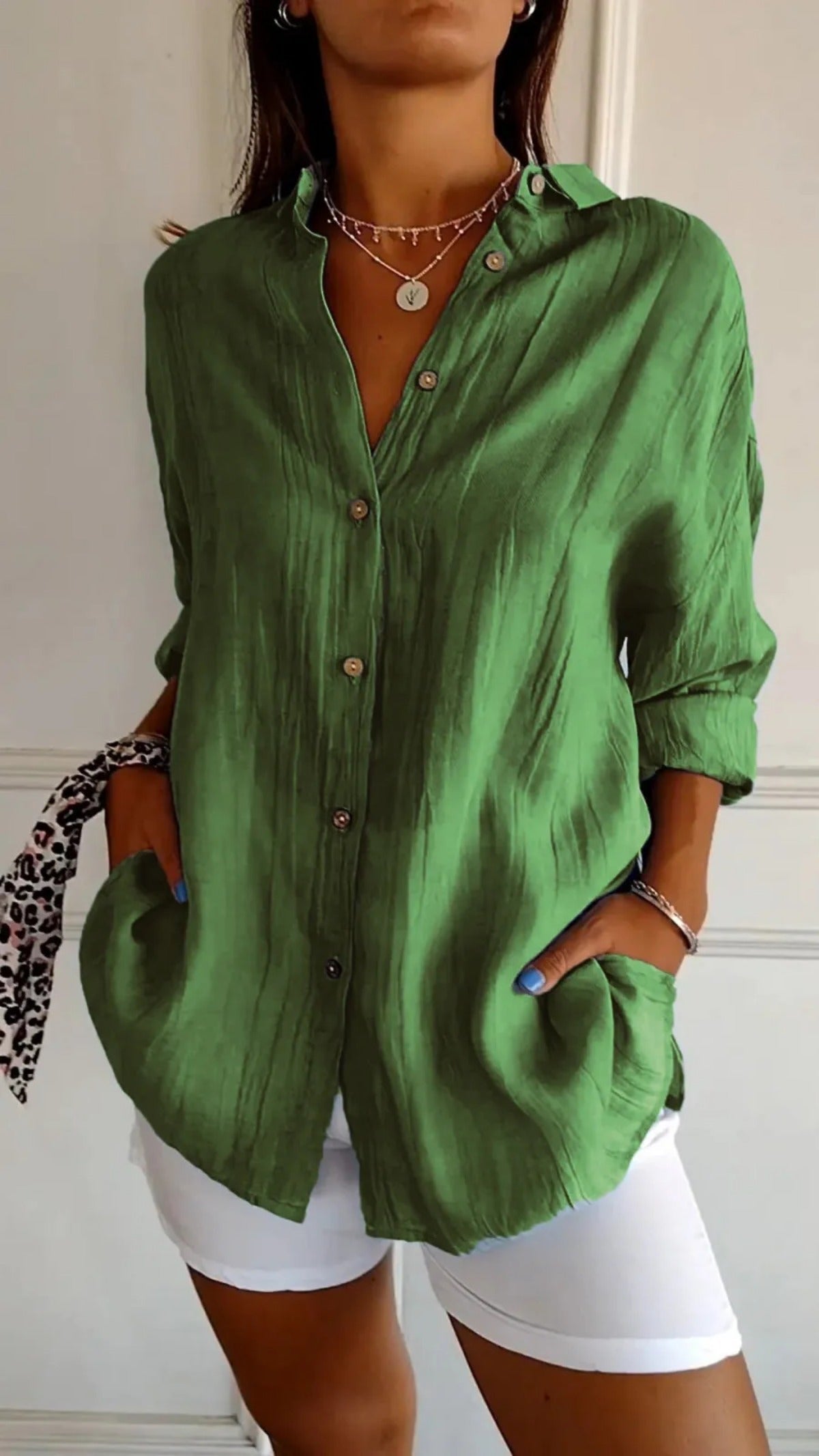 Norvielle Damen Lockeres Button-Down-Hemd