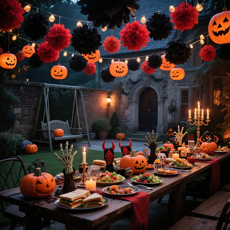 Halloween Papierlaterne Hängend Dekorationsset Orange