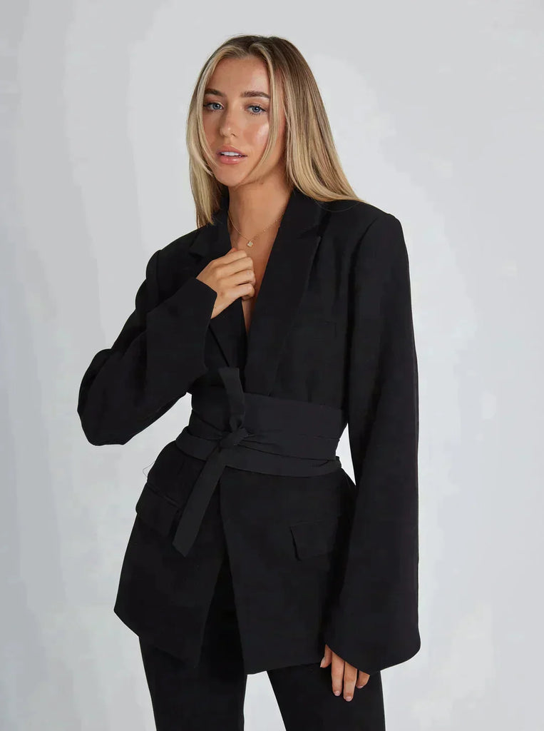 Norvielle Damen Blazer mit Gürtel Elegant