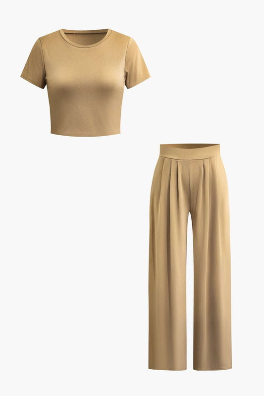 Elegantes Damen Zweiteiler-Set Crop- Palazzo-Hose - Norvielle