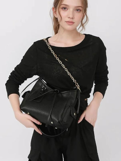 Leder Schoudertas mit Kettendetail