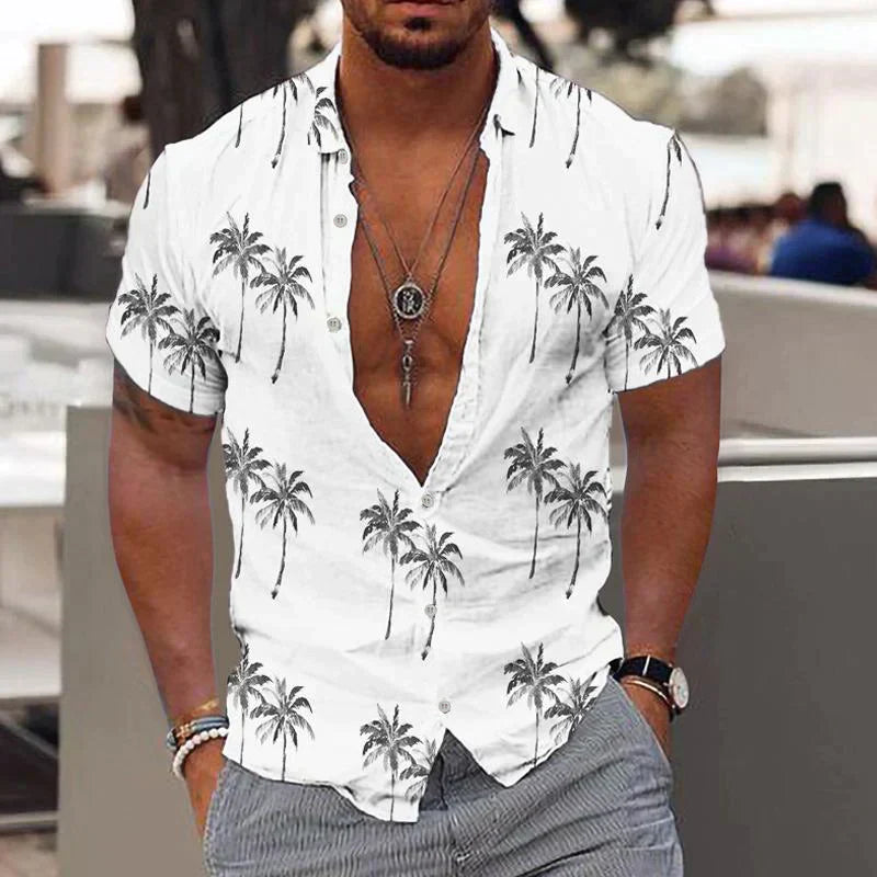 Zion Herren Hemd Palm Breeze Leicht Baumwolle Weiß