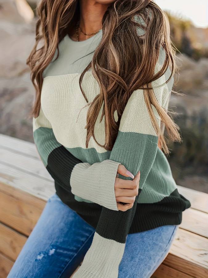 Norvielle Damen Strickpullover Gestreift