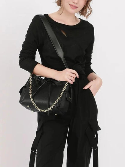 Leder Schoudertas mit Kettendetail