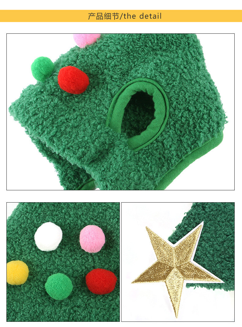 Weihnachtshut für Haustiere mit Pompon und Goldrand