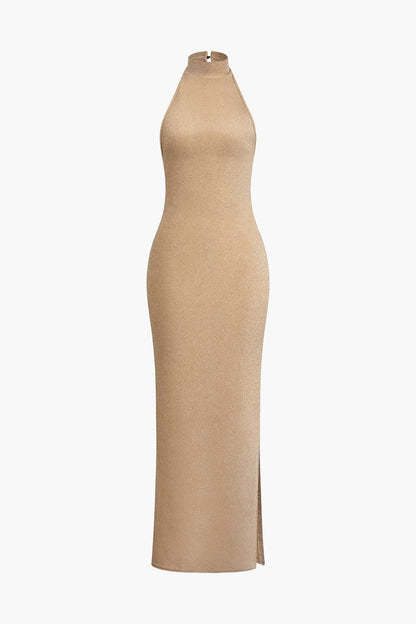 Luisa Damen Rückenfreies Abendkleid Glänzend Schwarz - Norvielle