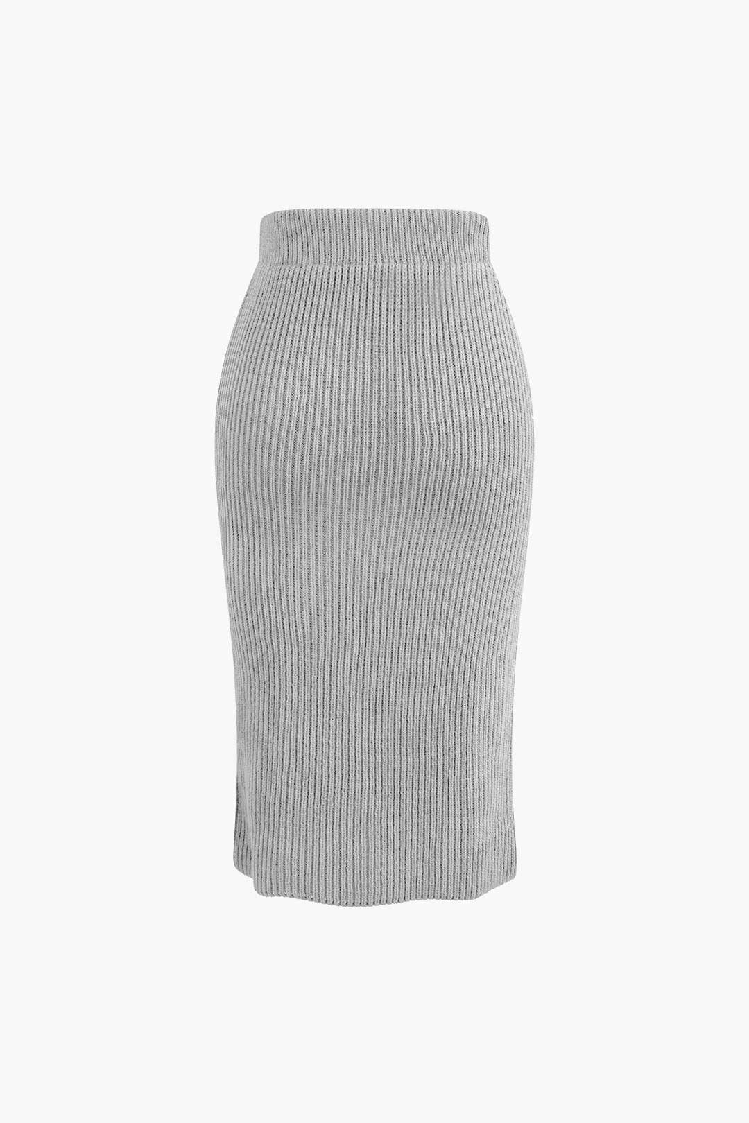 Damen Strick-Set Wickel-Oberteil Bleistiftrock Elegantes