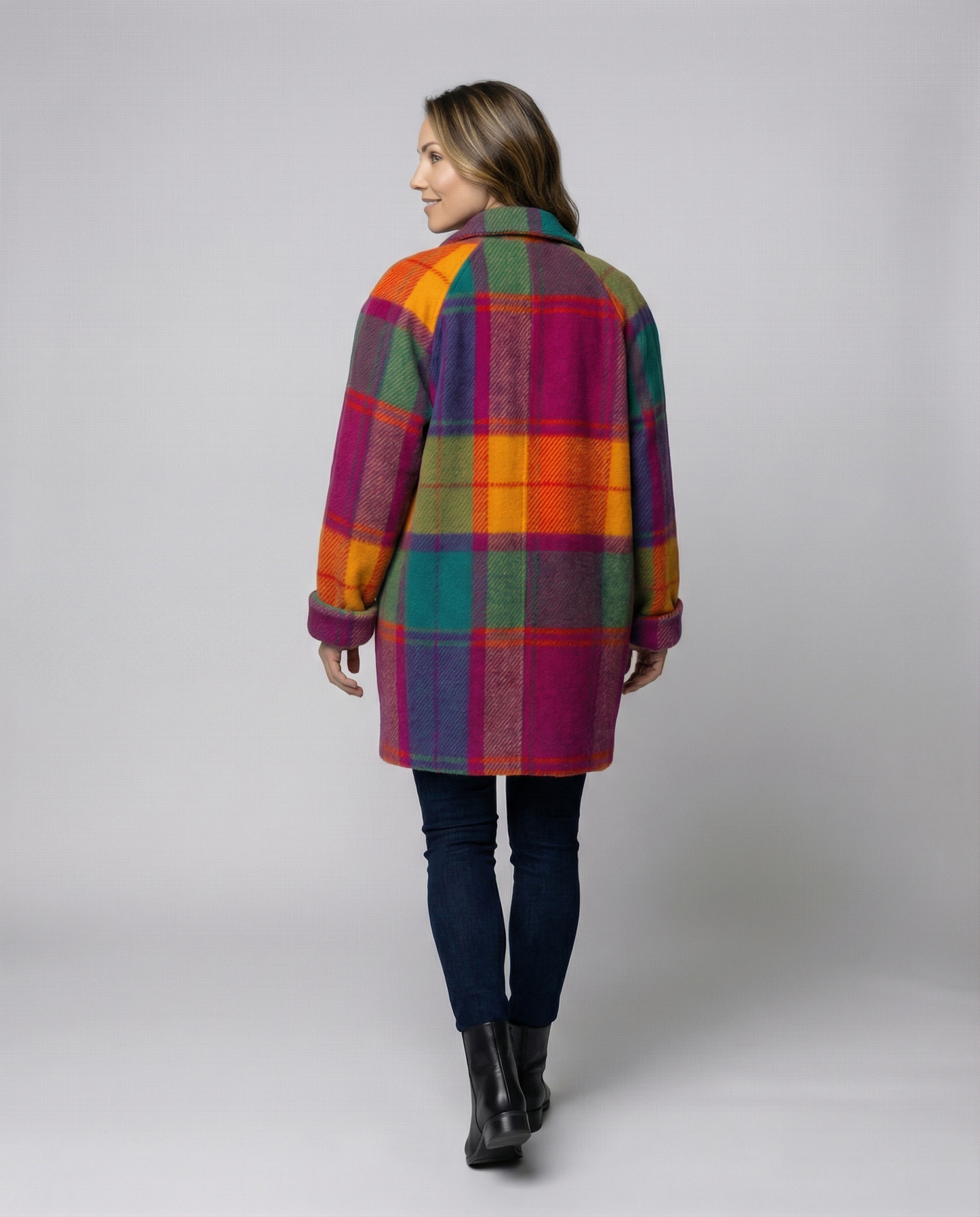 Damen Oversized Karo Jacke