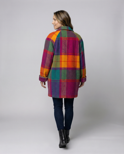 Damen Oversized Karo Jacke