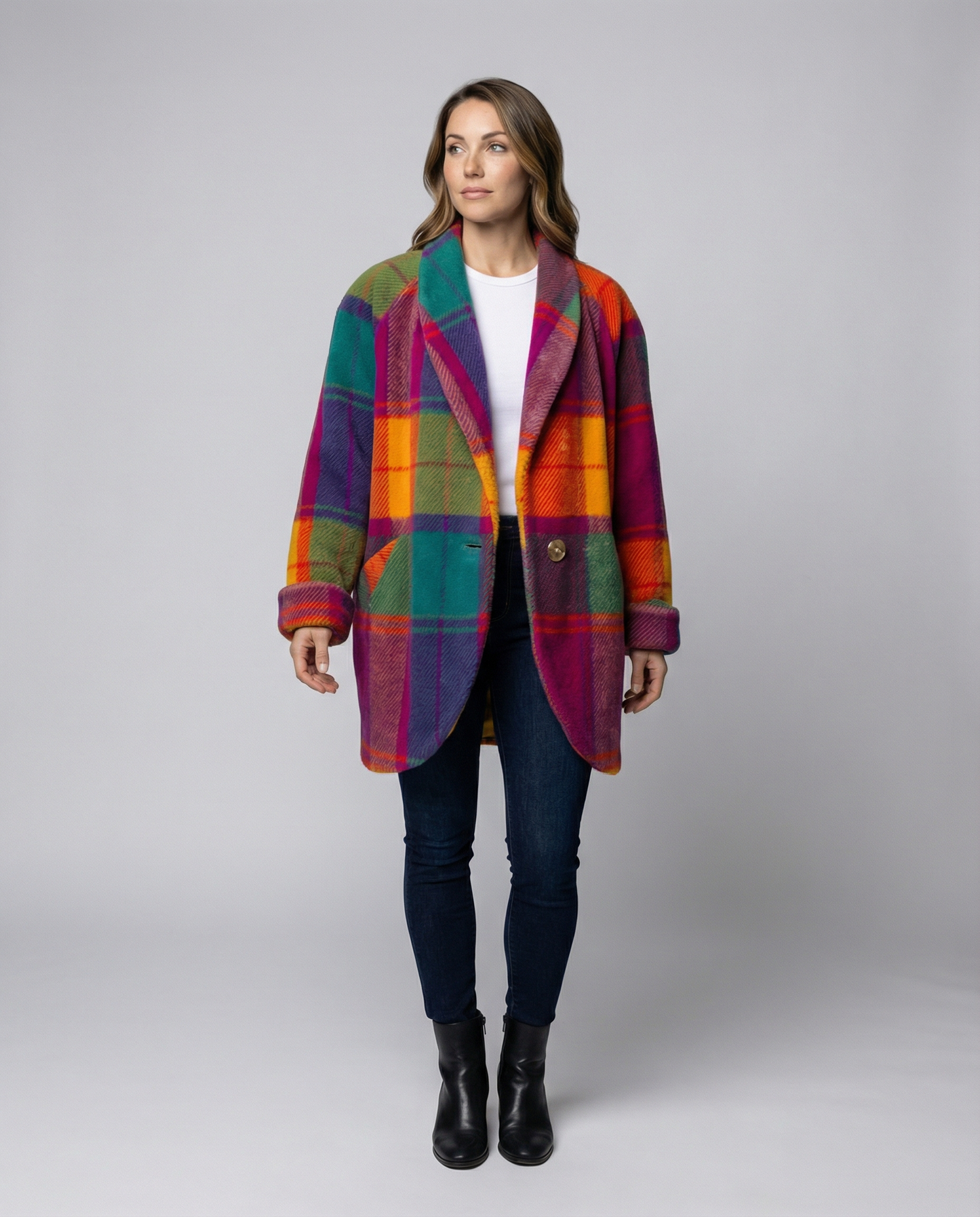 Damen Oversized Karo Jacke