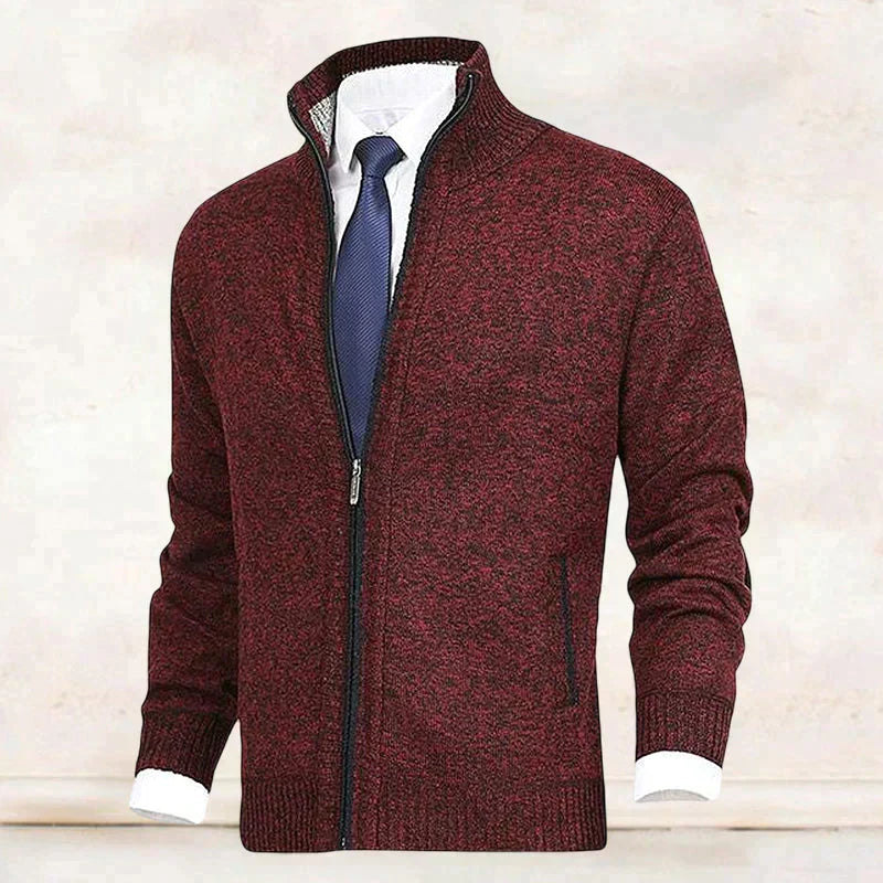 Norvielle Herren Strickjacke Stehkragen Reißverschluss