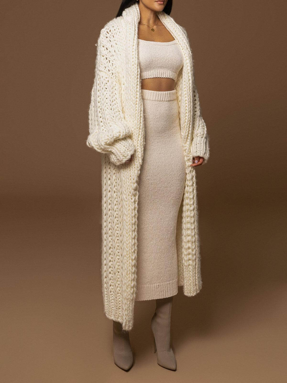 Damen Cardigan Elfenbein Farbe Schalkragen