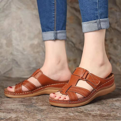 Damen Sommer-Sandalen Klettverschluss Offene Zehen Teilweise Robust