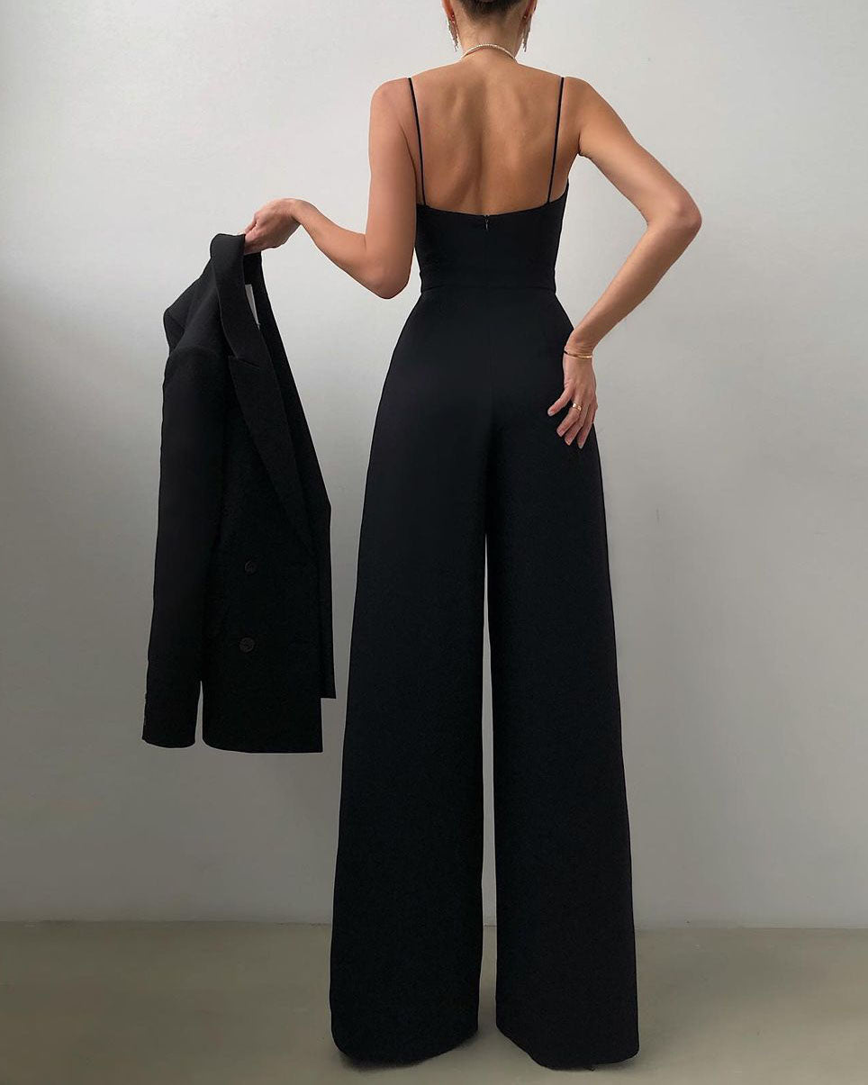 Damen Jumpsuit Elegantes Fließendes Design Spaghettibänder