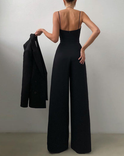 Damen Jumpsuit Elegantes Fließendes Design Spaghettibänder