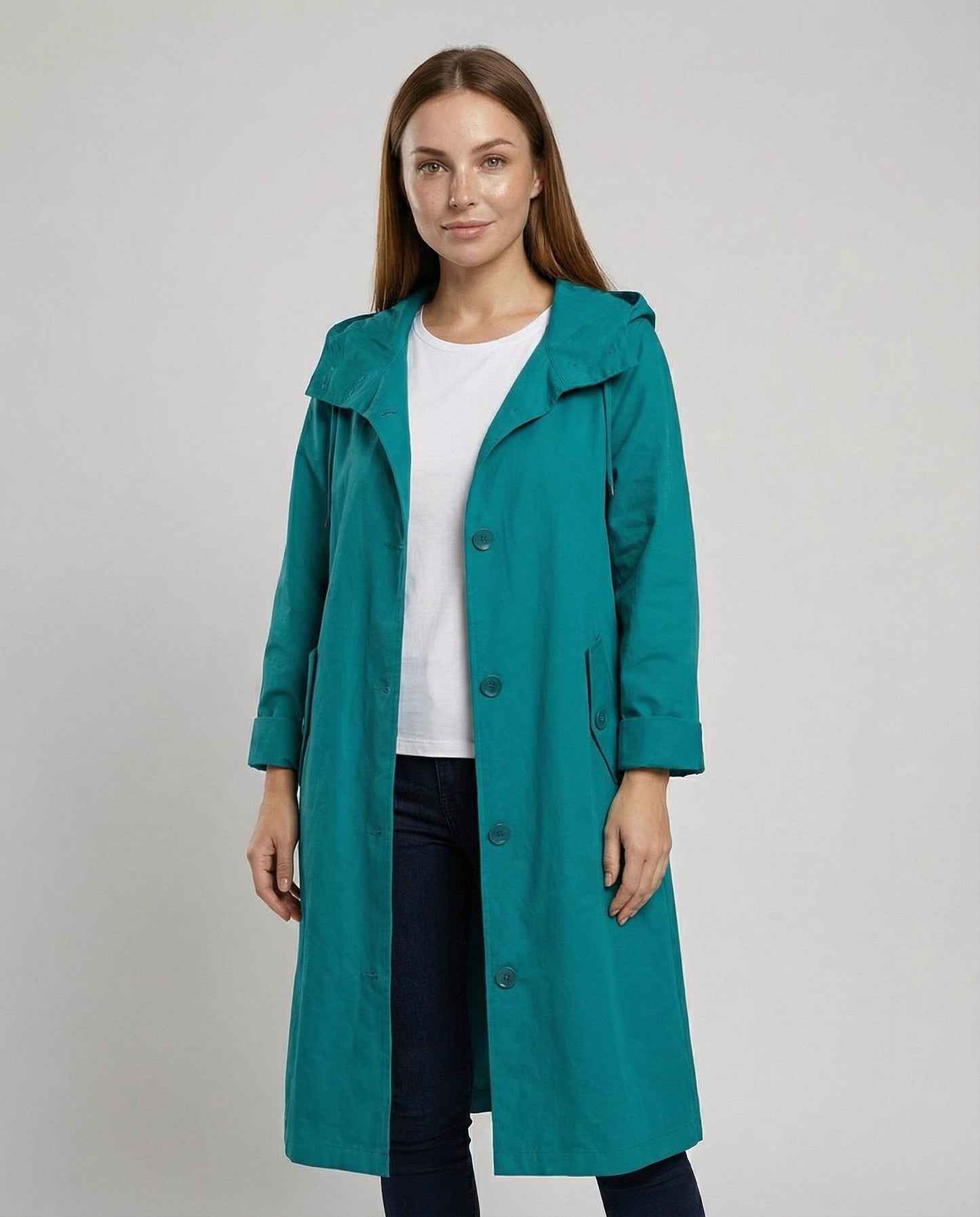 Damen Regenmantel mit Kapuze Bequem - Norvielle