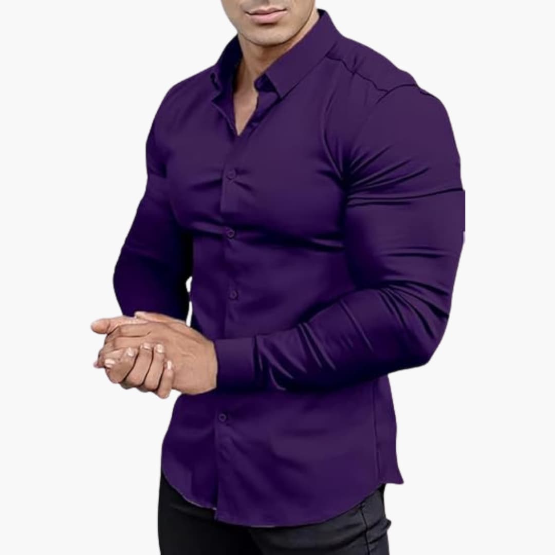 Herren Slim Fit Langarmhemd Klassisch
