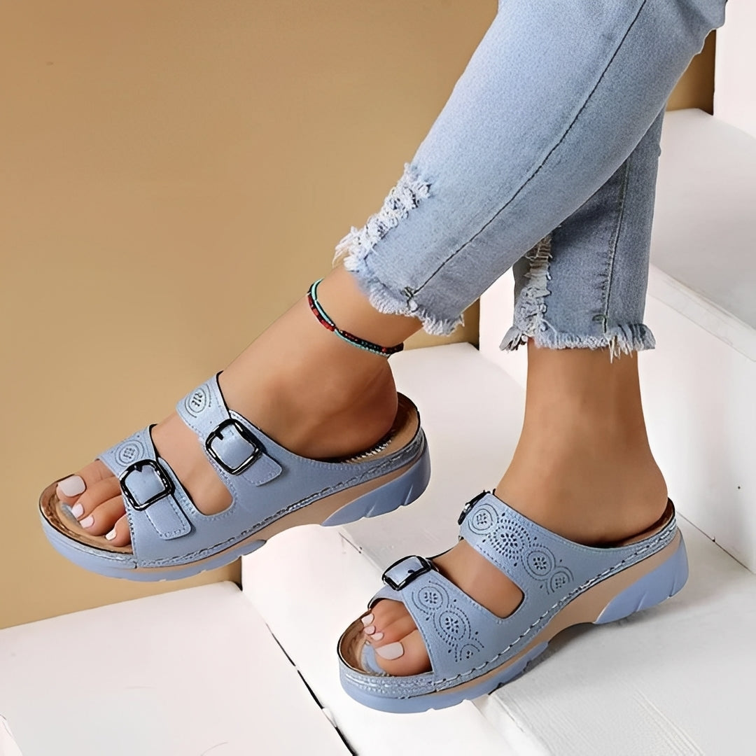 Damensommersandalen Komfort Matildah Leder Beige