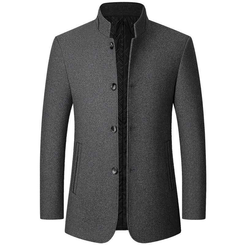 Herren Wollmantel Knöpfe Elegant Schwarz - Norvielle