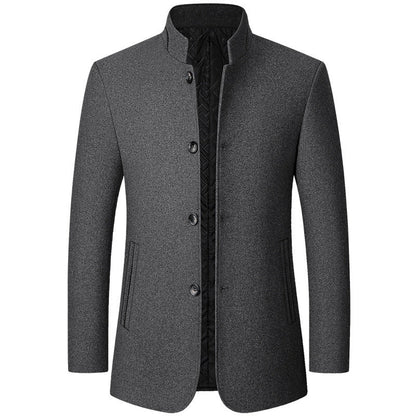Herren Wollmantel Knöpfe Elegant Schwarz - Norvielle