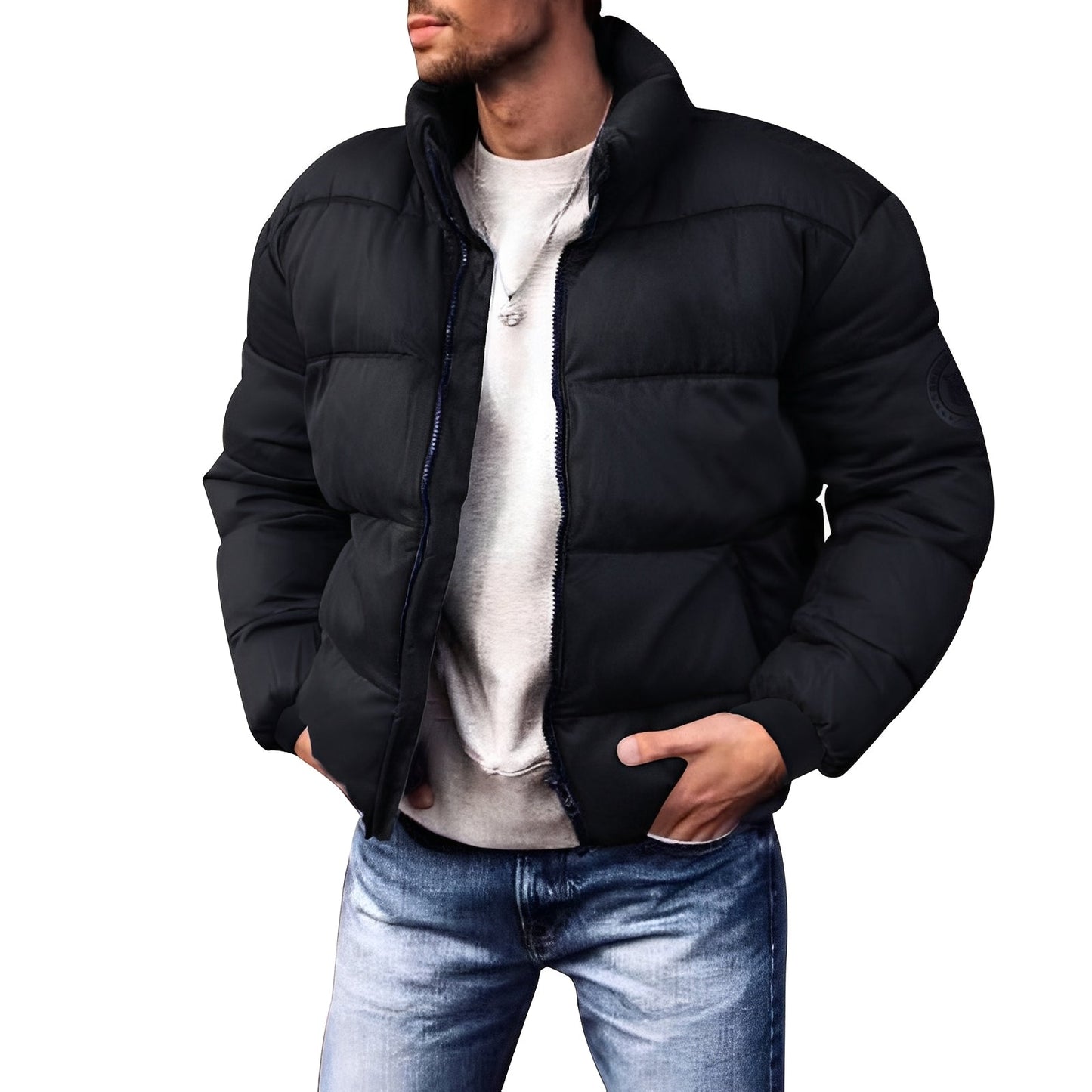 Herren Steppjacke Wattiert Lässig