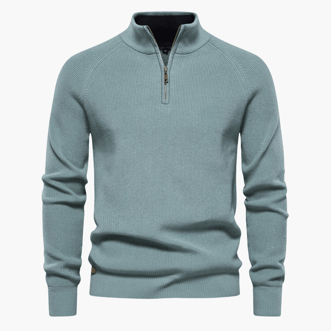 Herren Strickpullover Weich Zipper Beige