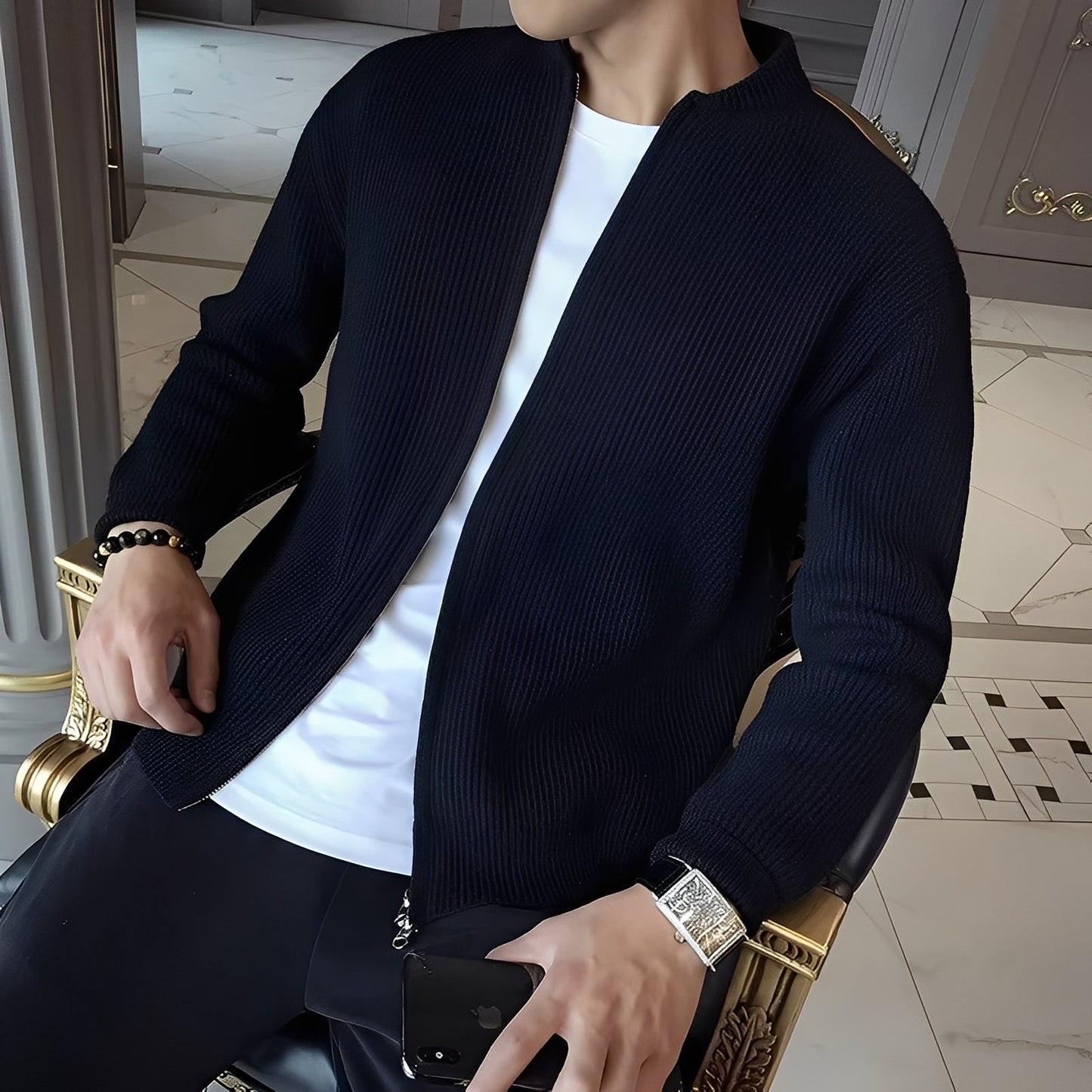 Herren Retro-Pullover Reißverschluss