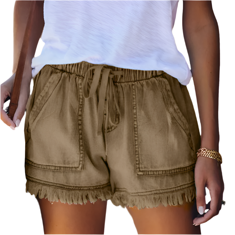Norvielle Damen High-Waist Denim Shorts