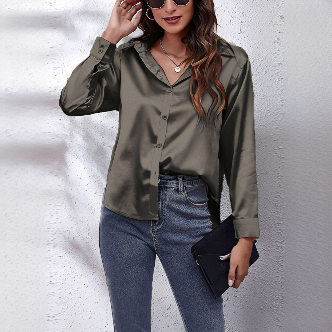 Damenbluse Elegant Modern Seide Weiß