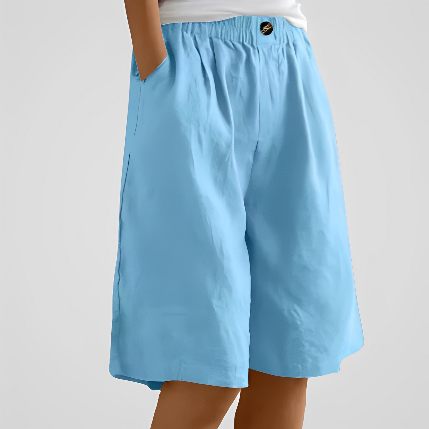 Damen Shorts Locker geschnittene Sommerhose Leicht Beige
