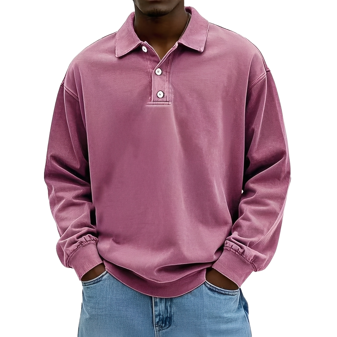 Lothaire Herren Langarm-Polo Vintage