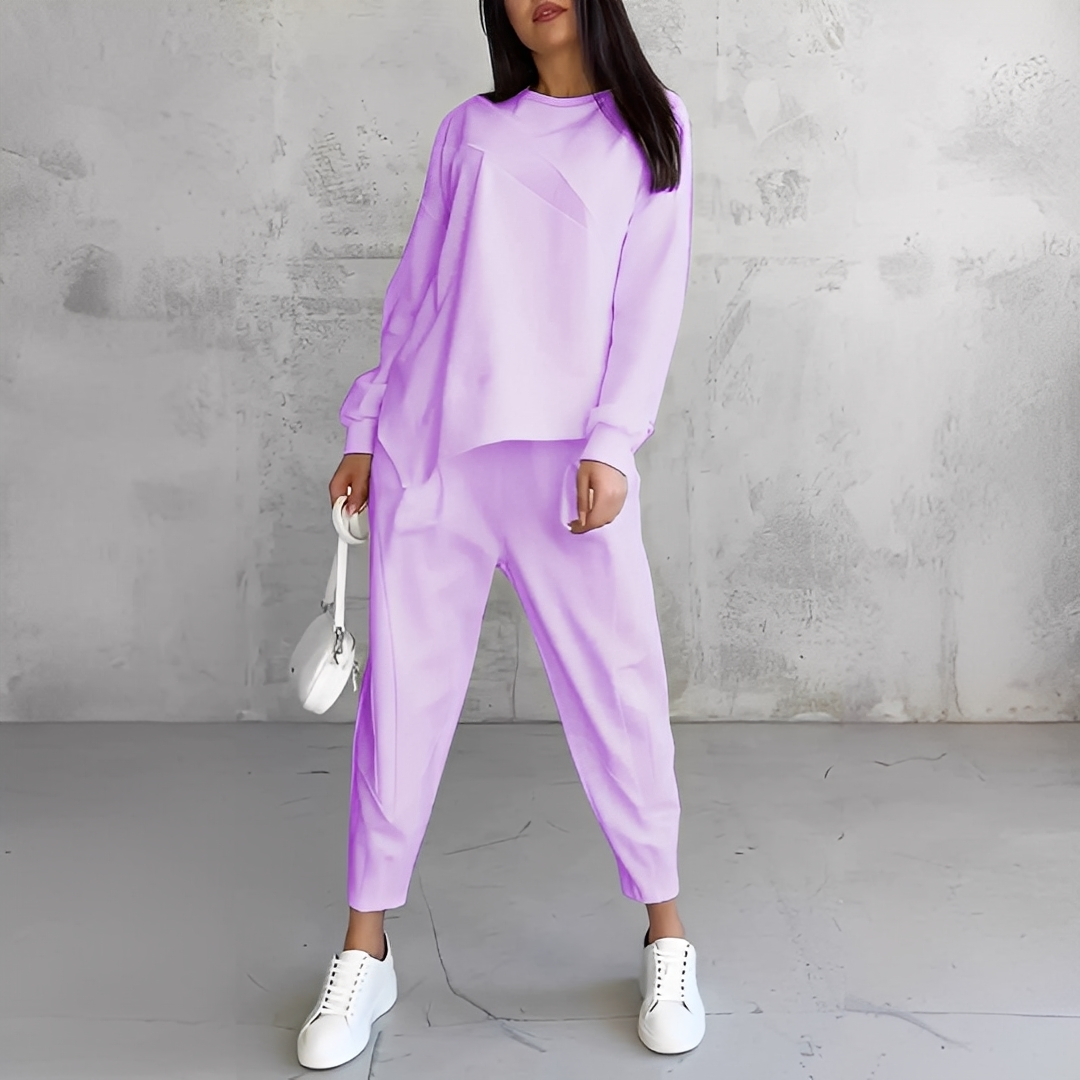 Damen Pullover Set Rundhals Hose