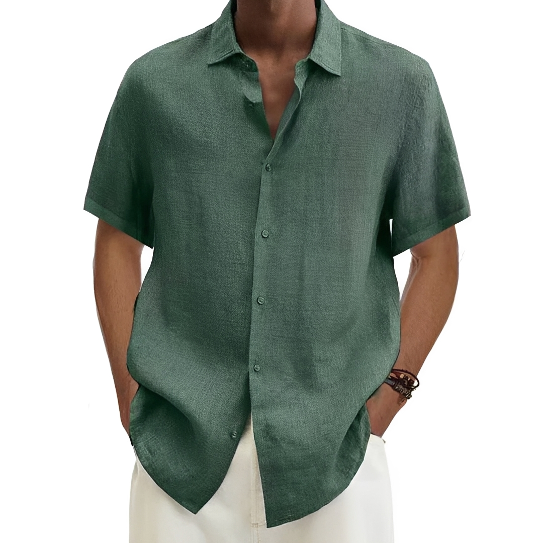 Herren Sommerhemd Leichtes Baumwollhemd Beige